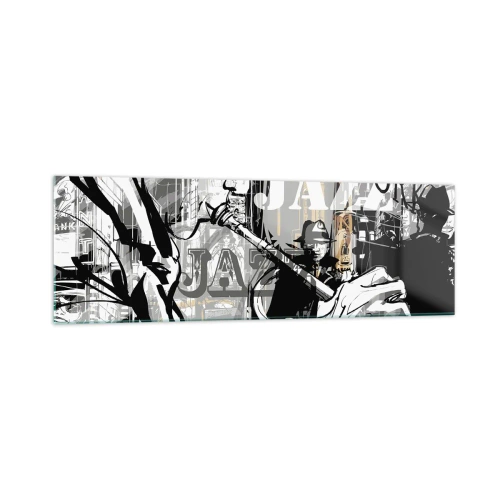 Glasbild - Bild auf glas - New Yorker Jazzszene - 160x50cm - Im Rhythmus von New York - Moderne Wanddekoration für Wohnzimmer und Schlafzimmer ARTTOR