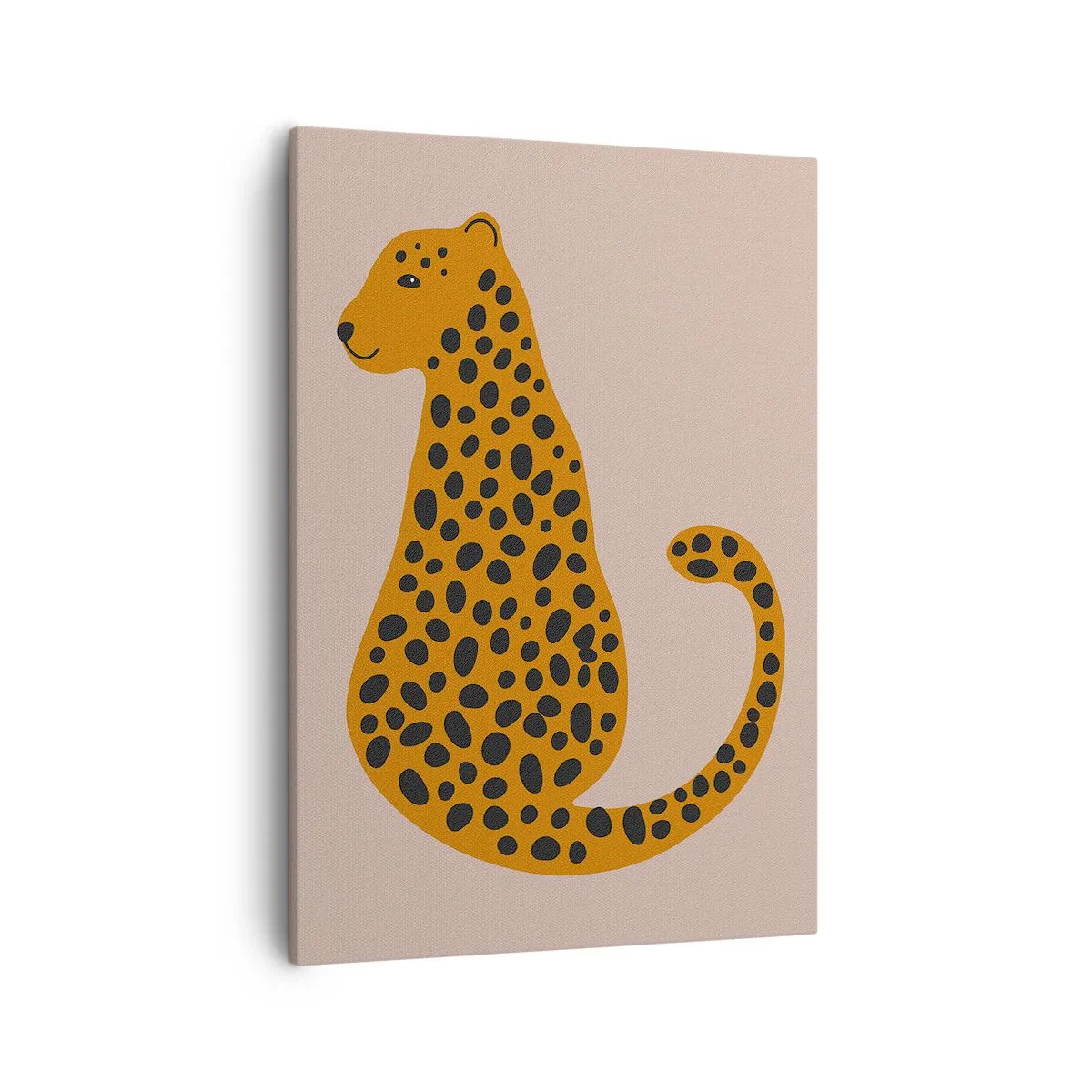 Bild auf Leinwand - Leinwandbild - Eine minimalistische Zeichnung eines Panthers auf beigem Hintergrund - 50x70cm - Leopardenmuster ist ein modisches Muster - Moderne Wanddekoration für Wohnzimmer und Schlafzimmer ARTTOR