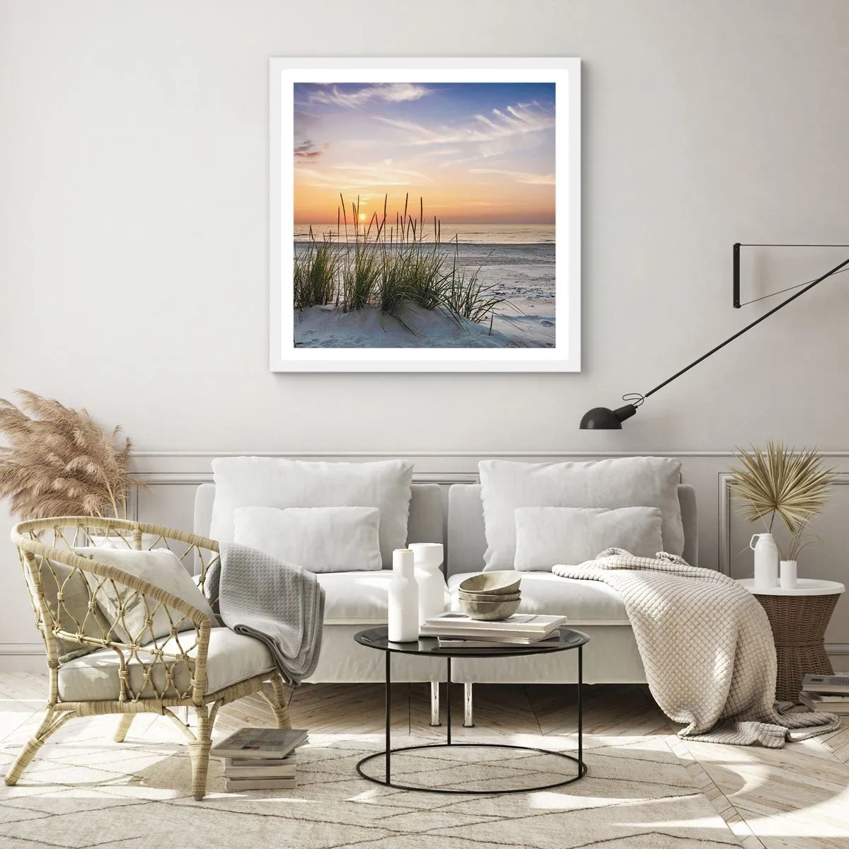 Poster in einem weißen Rahmen - Schau, denk, fühl - 60x60 cm