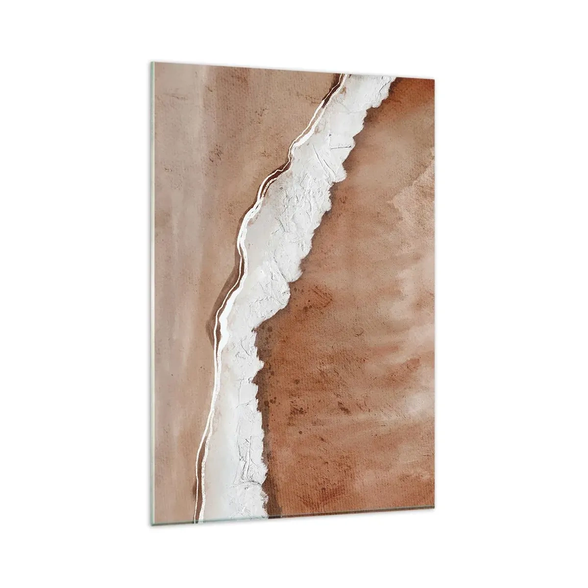 Glasbild - Bild auf glas - Sandstruktur mit weißen Akzenten - 80x120cm - In Farben der Erde - Moderne Wanddekoration für Wohnzimmer und Schlafzimmer ARTTOR
