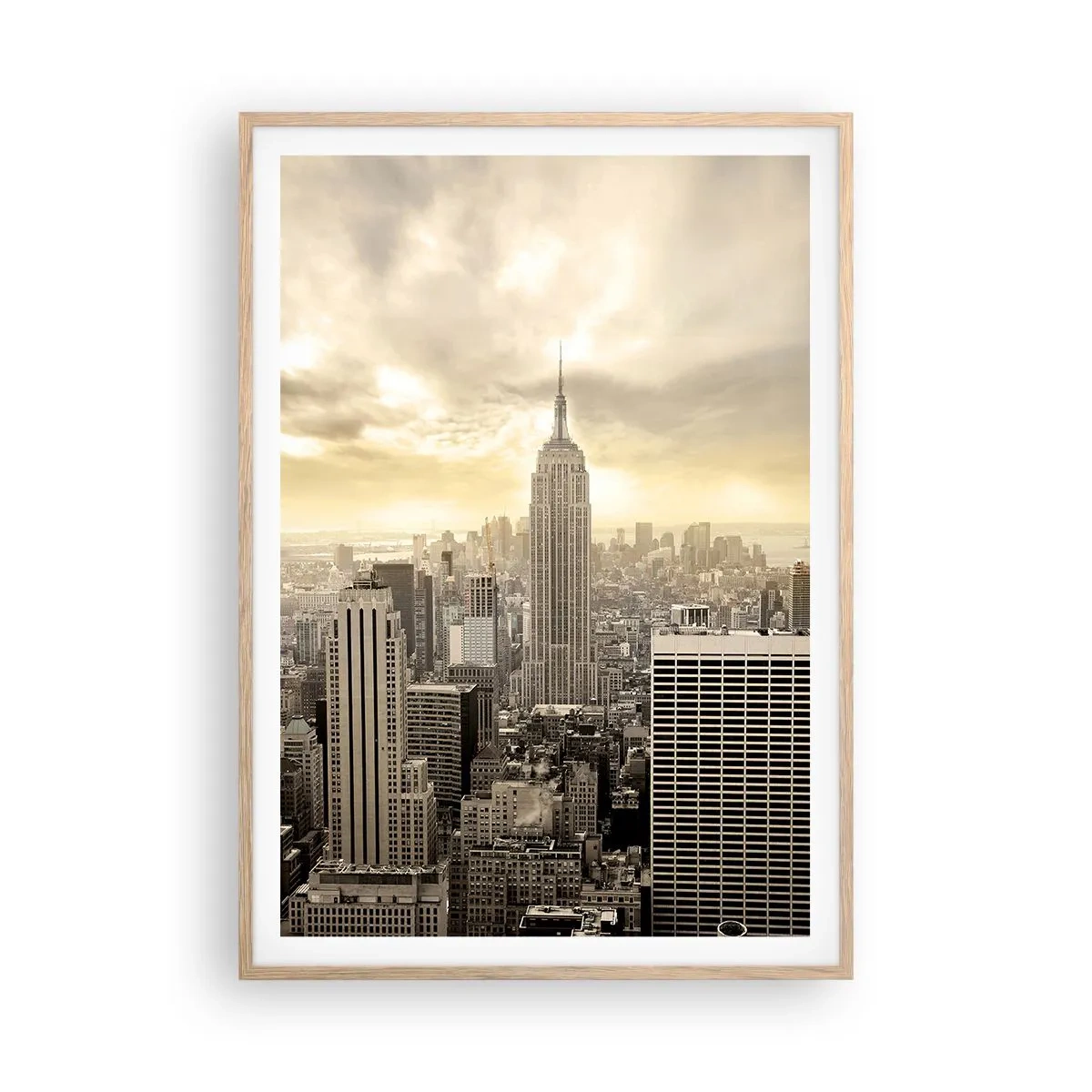 Poster in einem Rahmen aus heller Eiche - New York aus Grau - 70x100 cm