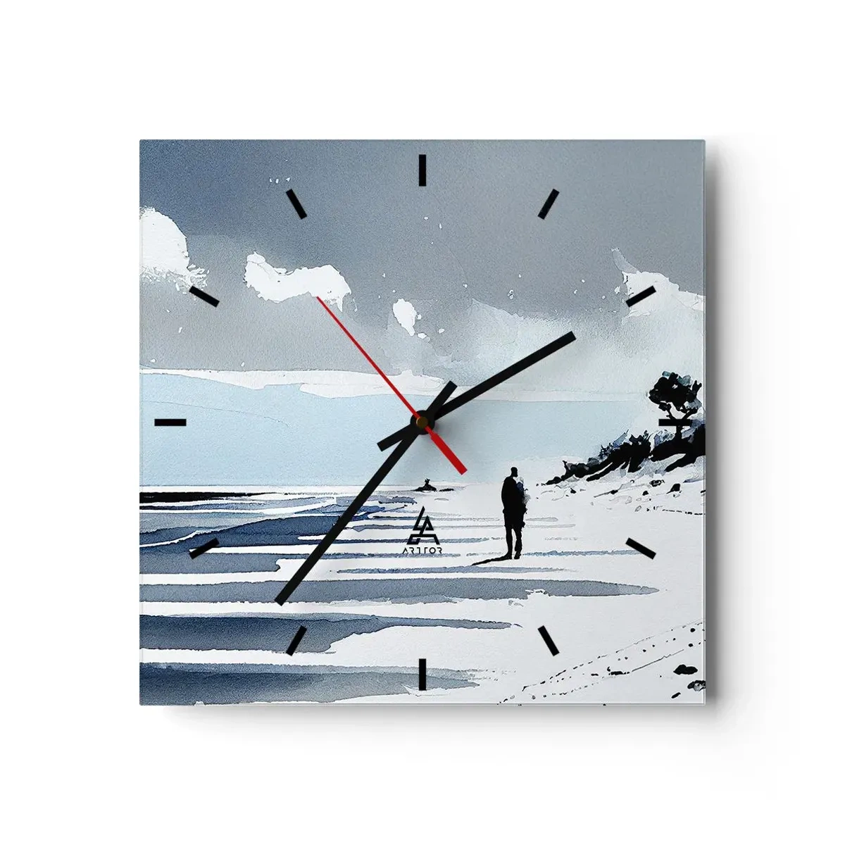 Wanduhr - Glasuhr - Allein sein - 40x40 cm