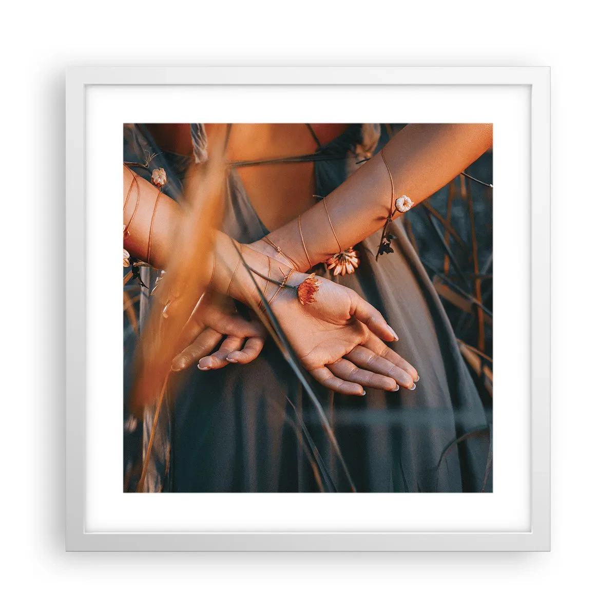 Poster in einem weißen Rahmen - Verbunden mit der Natur - 40x40 cm