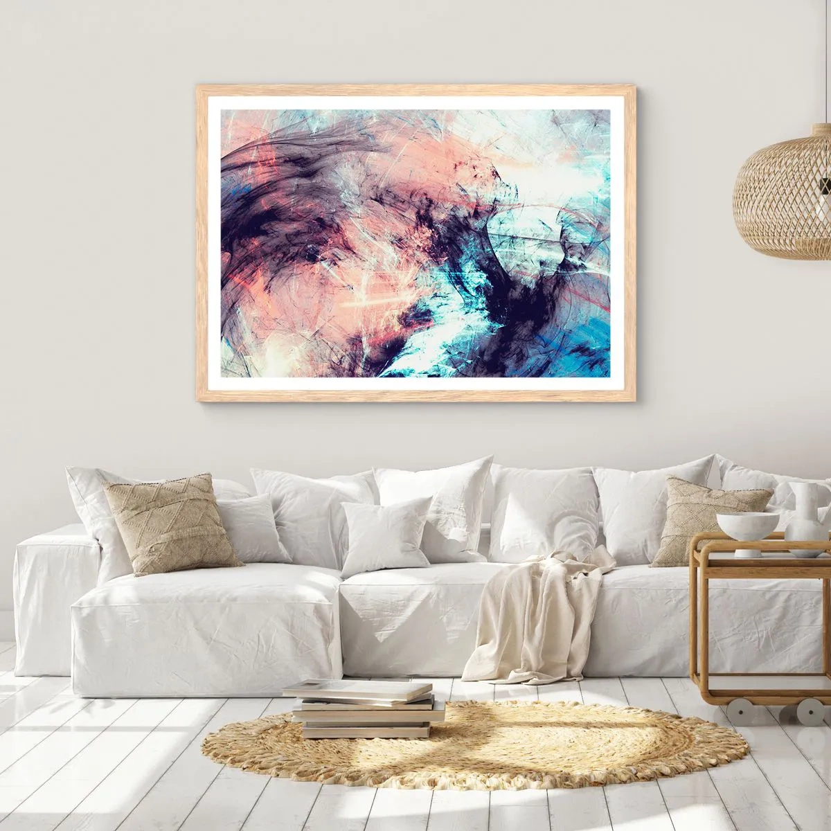 Poster in einem Rahmen aus heller Eiche - Fühle den Wind - 91x61 cm