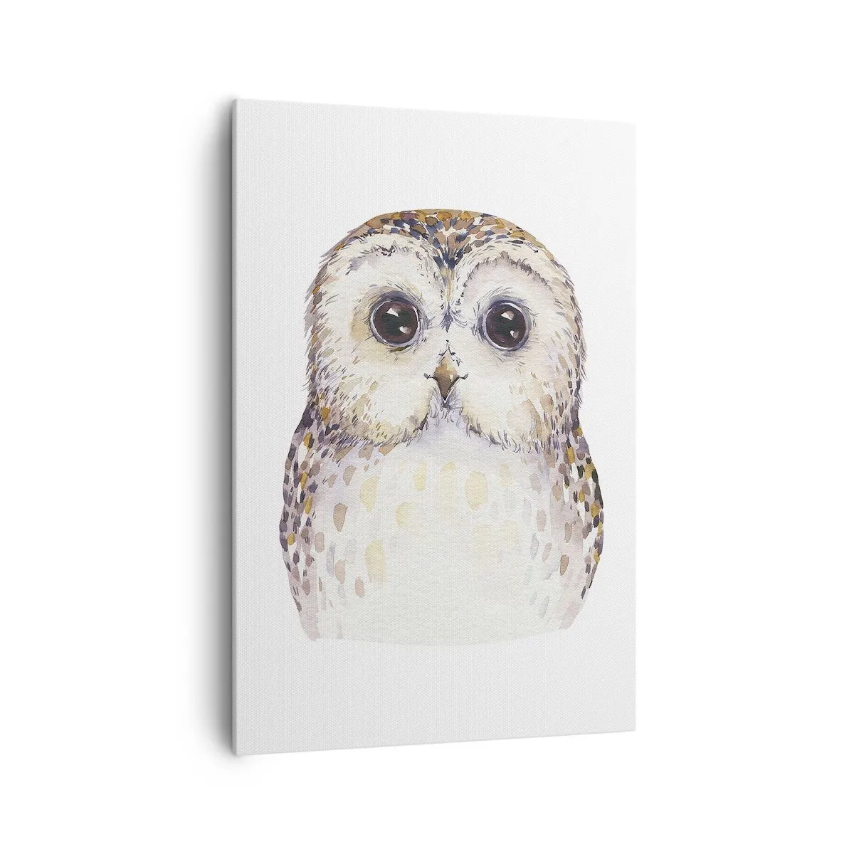 Bild auf Leinwand - Leinwandbild - Porträt einer Eule auf hellem Hintergrund mit zarten Farben - 70x100cm - Schau mir in die Augen - Moderne Wanddekoration für Wohnzimmer und Schlafzimmer ARTTOR