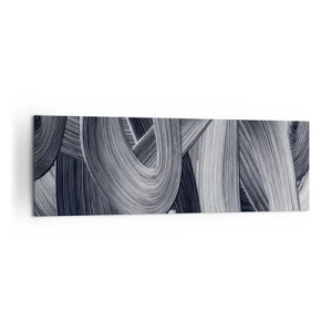 Bild auf Leinwand - Leinwandbild - Schwarz-Weiß-Abstraktion mit dynamischen Pinselstrichen. - 160x50cm - Die Fließfähigkeit der Realität - Moderne Wanddekoration für Wohnzimmer und Schlafzimmer ARTTOR
