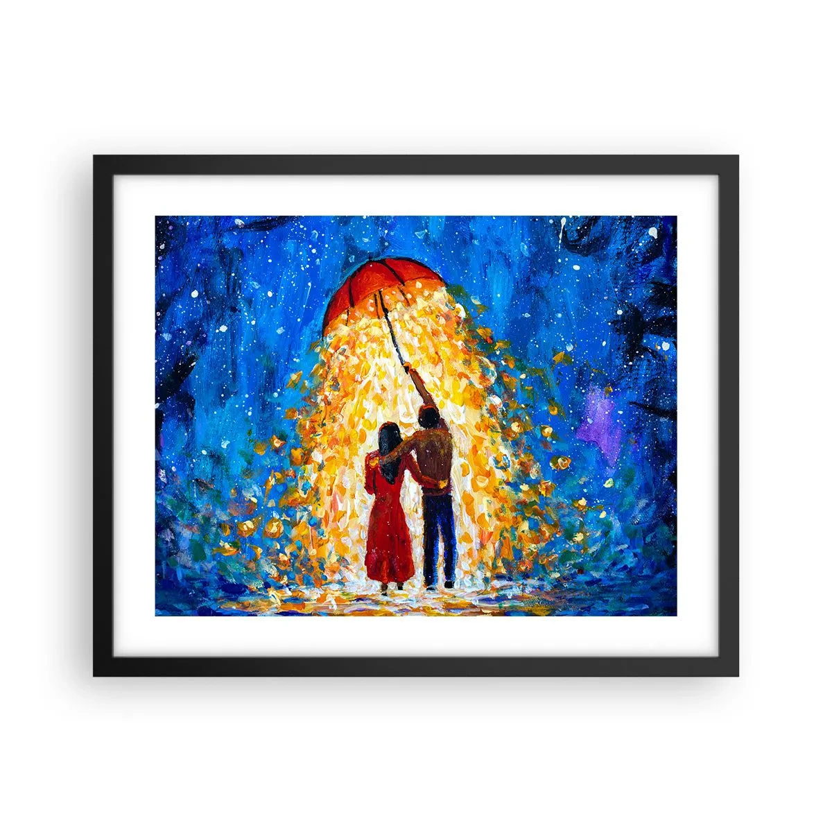 Poster in einem schwarzem Rahmen - Zauber eines Regenabends? - 50x40 cm
