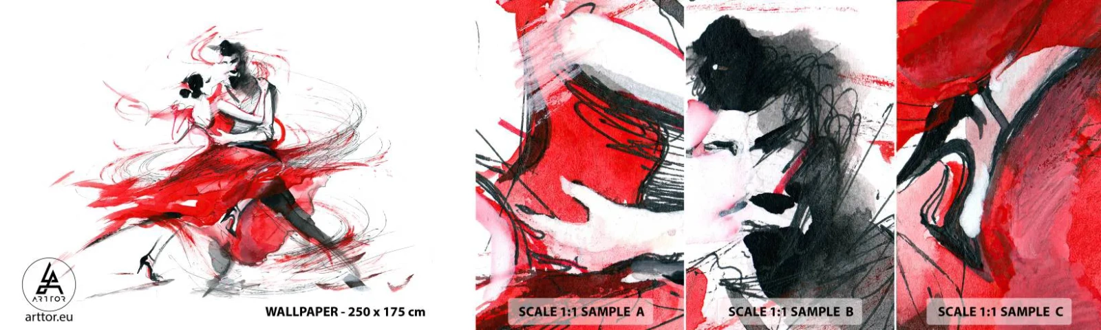 Fototapeten Muster Selbstklebend Deluxe Sticker - Tango – der Rhythmus der Leidenschaft - Abstraktion, Tanzen, Tänzer - 100x30 cm