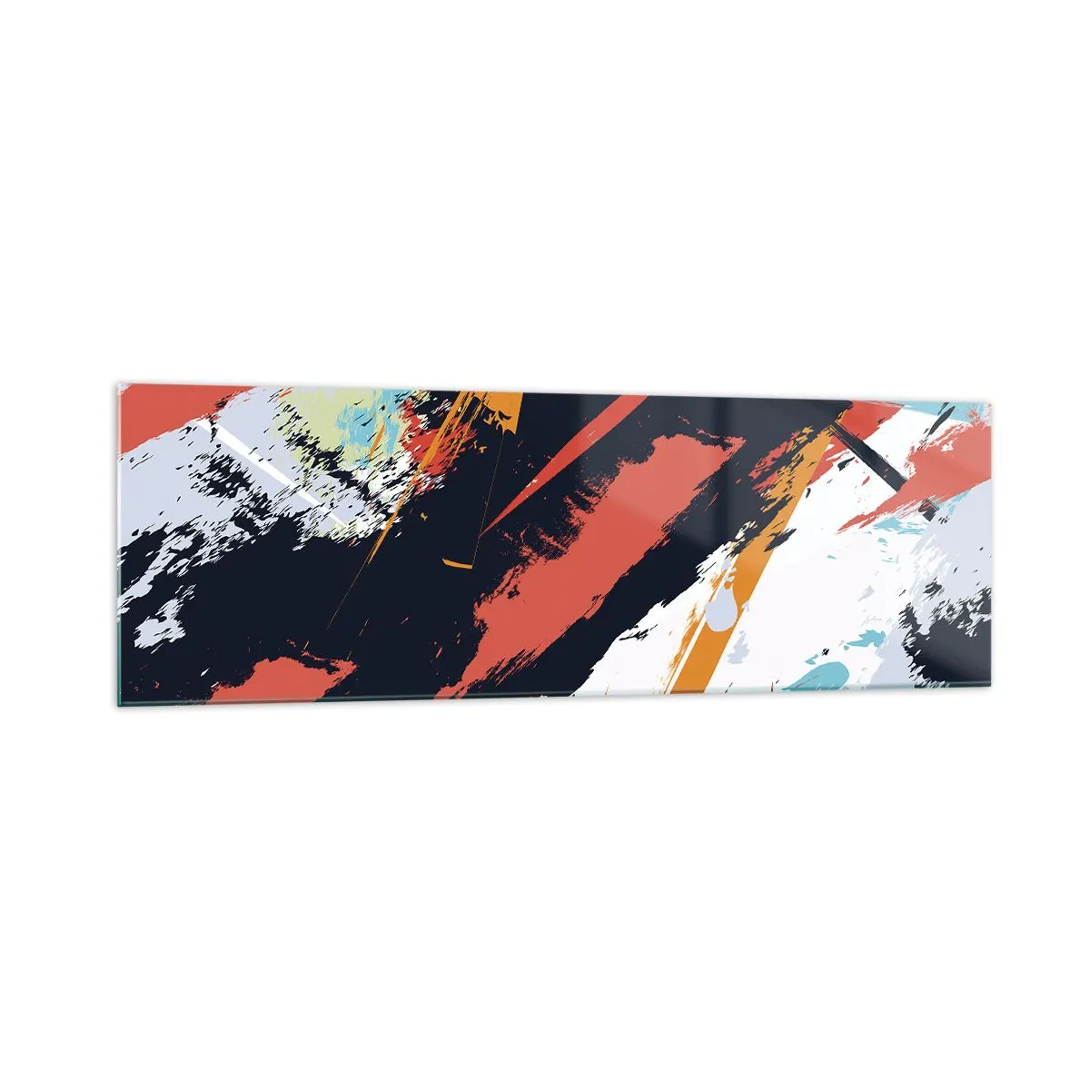 Glasbild - Bild auf glas - Abstrakte Pinselstriche in leuchtenden Farben - 160x50cm - Dynamische Komposition - Moderne Wanddekoration für Wohnzimmer und Schlafzimmer ARTTOR