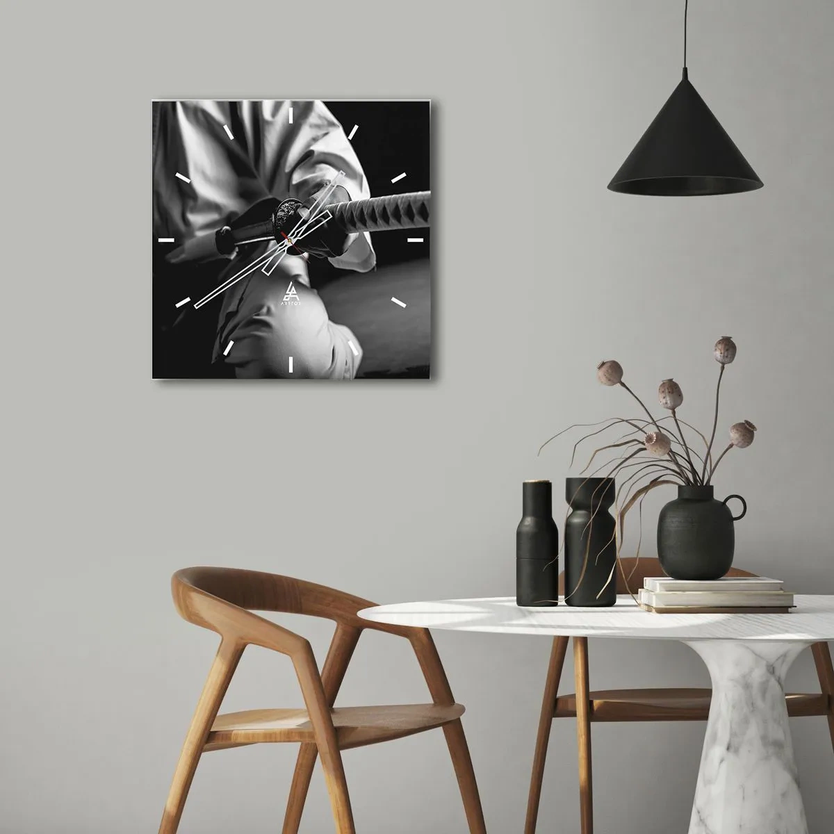 Wanduhr - Glasuhr - Kriegerseele - 30x30 cm