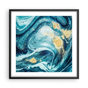 Poster in einem schwarzem Rahmen - Blauer Wirbel - 50x50 cm