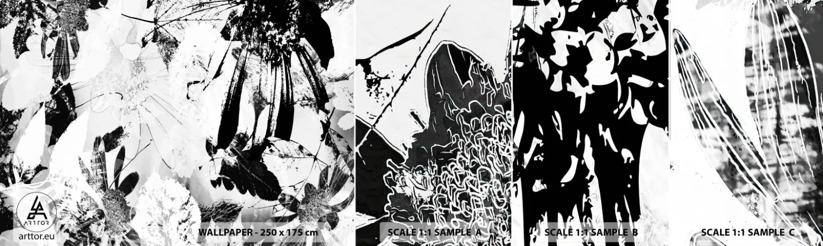 Fototapeten Muster Selbstklebend Deluxe Sticker - Herbst negativ - Abstraktion, Blumen, Grafik - 100x30 cm