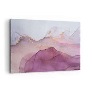 Bild auf Leinwand - Leinwandbild - Eine abstrakte Komposition in Lila- und Goldtönen. - 100x70cm - Violett und lila Wellen - Moderne Wanddekoration für Wohnzimmer und Schlafzimmer ARTTOR