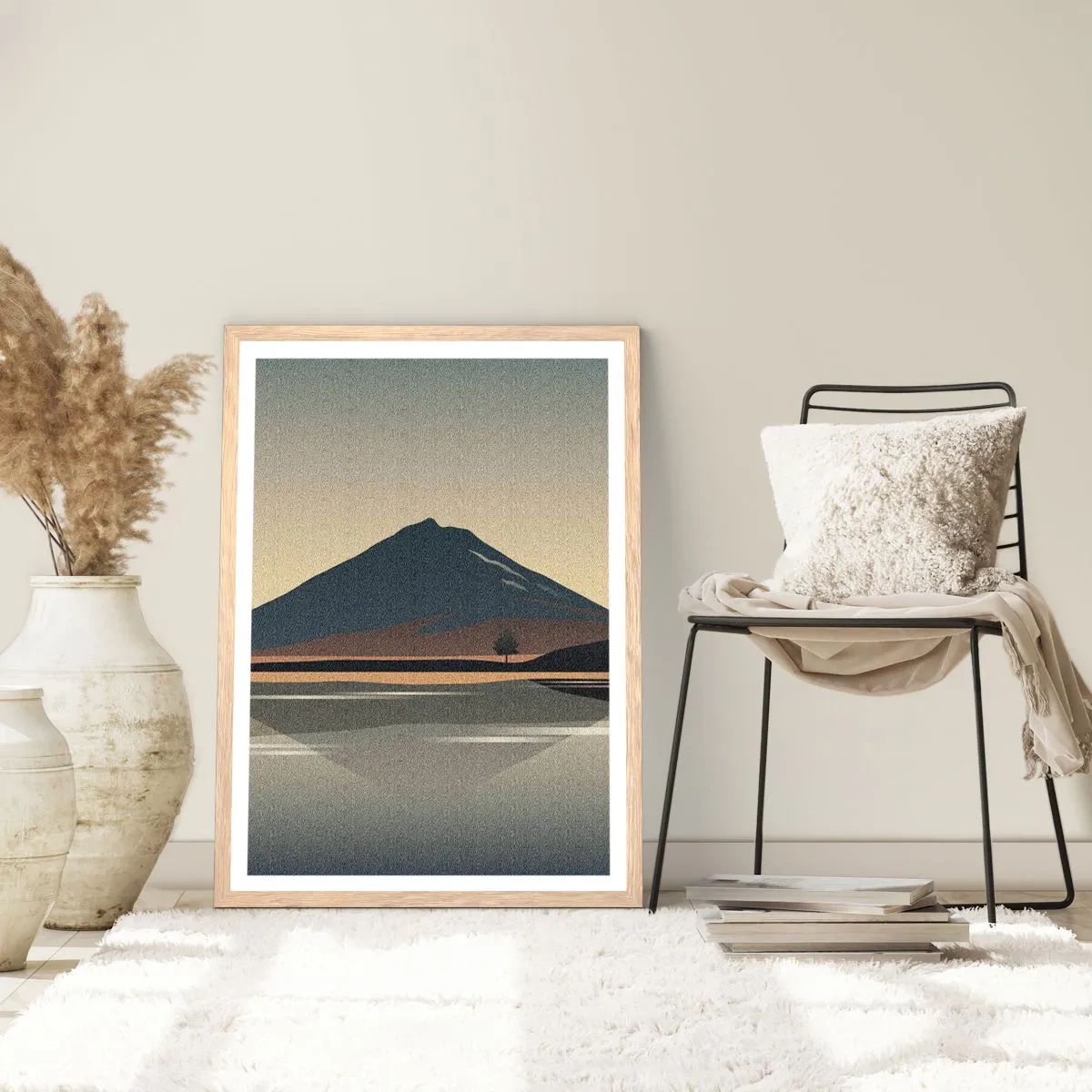 Poster in einem Rahmen aus heller Eiche - Spiegelreflexion - 70x100 cm