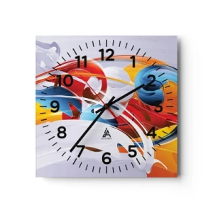 Wanduhr - Glasuhr - Der Tanz der Elemente - 30x30 cm