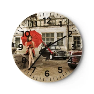 Wanduhr - Glasuhr - Eine sentimentale Minireise - 40x40 cm