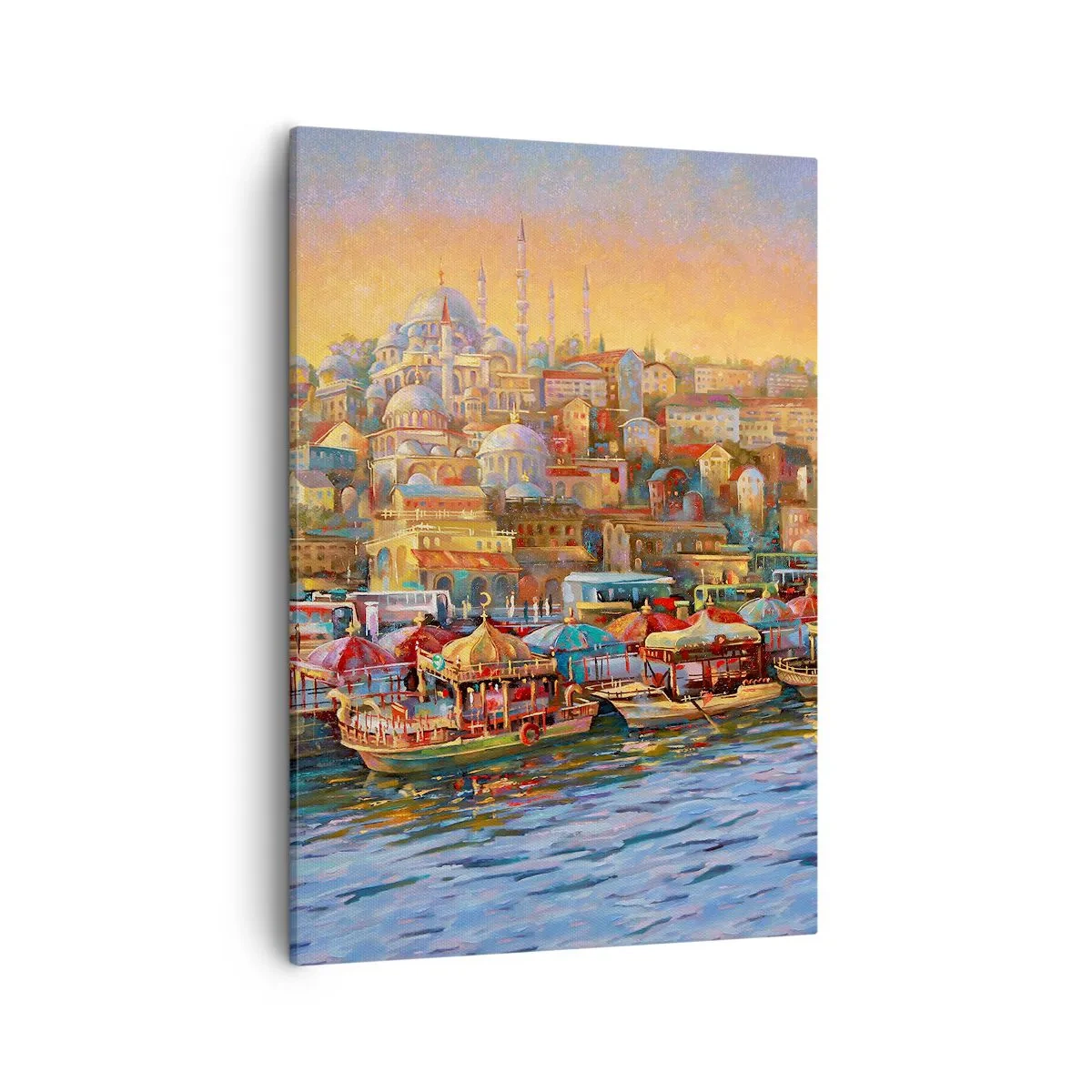 Bild auf Leinwand - Leinwandbild - Malerisches Panorama von Istanbul mit Blick auf die Bucht und die Stadt - 50x70cm - Istanbuler Geschichte - Moderne Wanddekoration für Wohnzimmer und Schlafzimmer ARTTOR