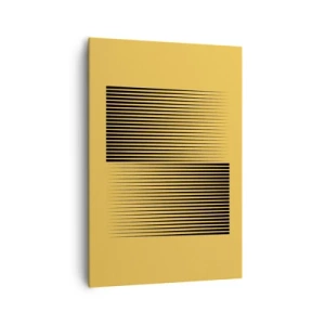 Bild auf Leinwand - Leinwandbild - Vertikale schwarze Linien auf gelbem Hintergrund - 70x100cm - Quadratur der Gegensätze - Moderne Wanddekoration für Wohnzimmer und Schlafzimmer ARTTOR
