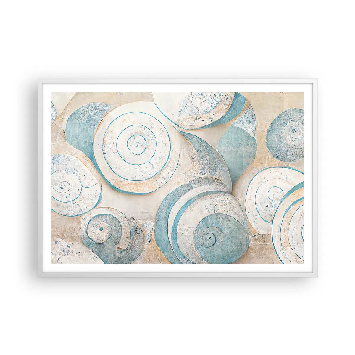 Poster in einem weißen Rahmen - Was verbirgt sich in der Muschel? - 100x70 cm