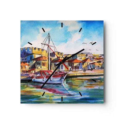 Wanduhr - Glasuhr - Regenbogennachmittag - 40x40 cm