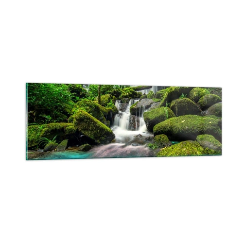 Glasbild - Bild auf glas - Türkis, Saphire und flüssiges Silber - 90x30 cm