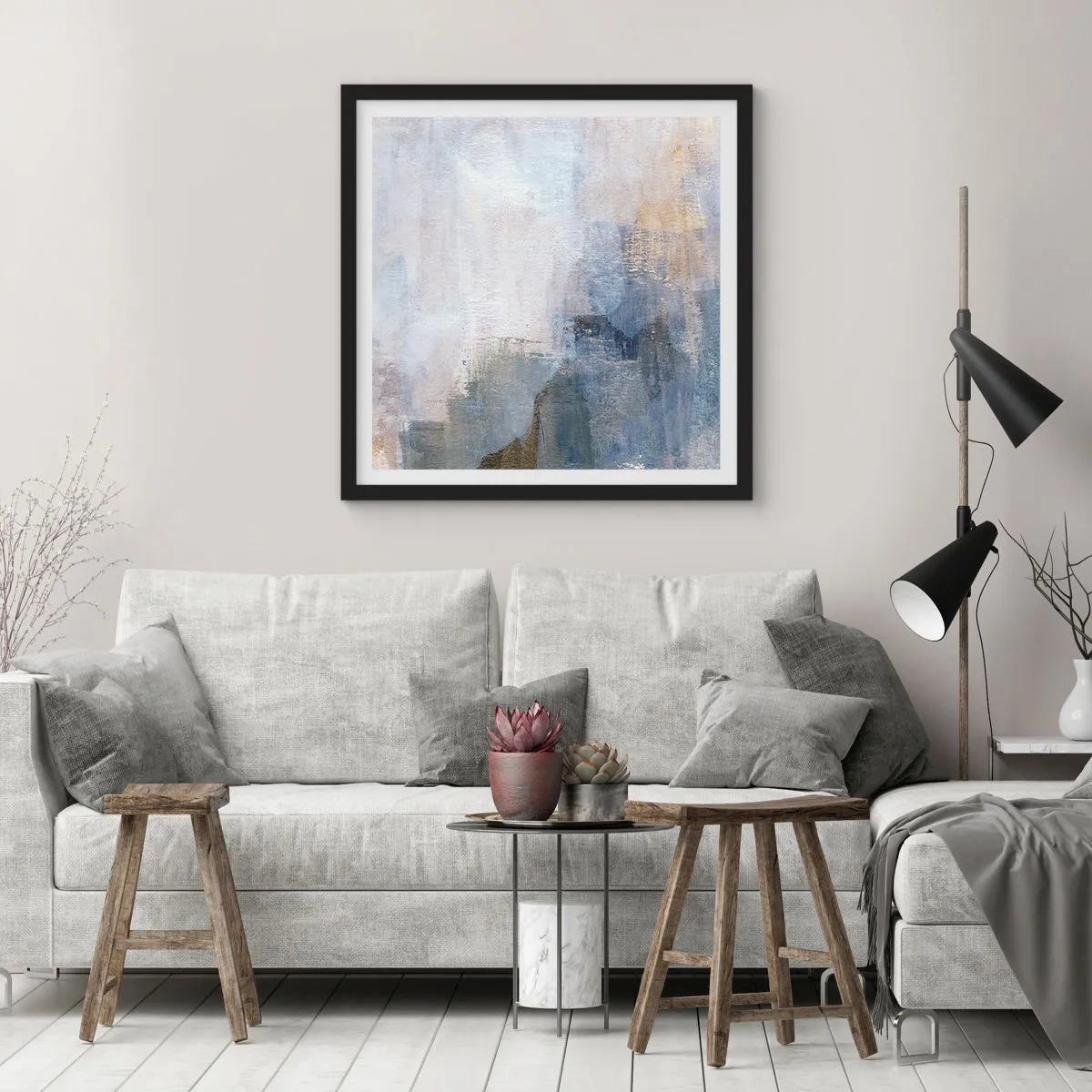 Poster in einem schwarzem Rahmen - Farbtöne und Akkorde - 40x40 cm