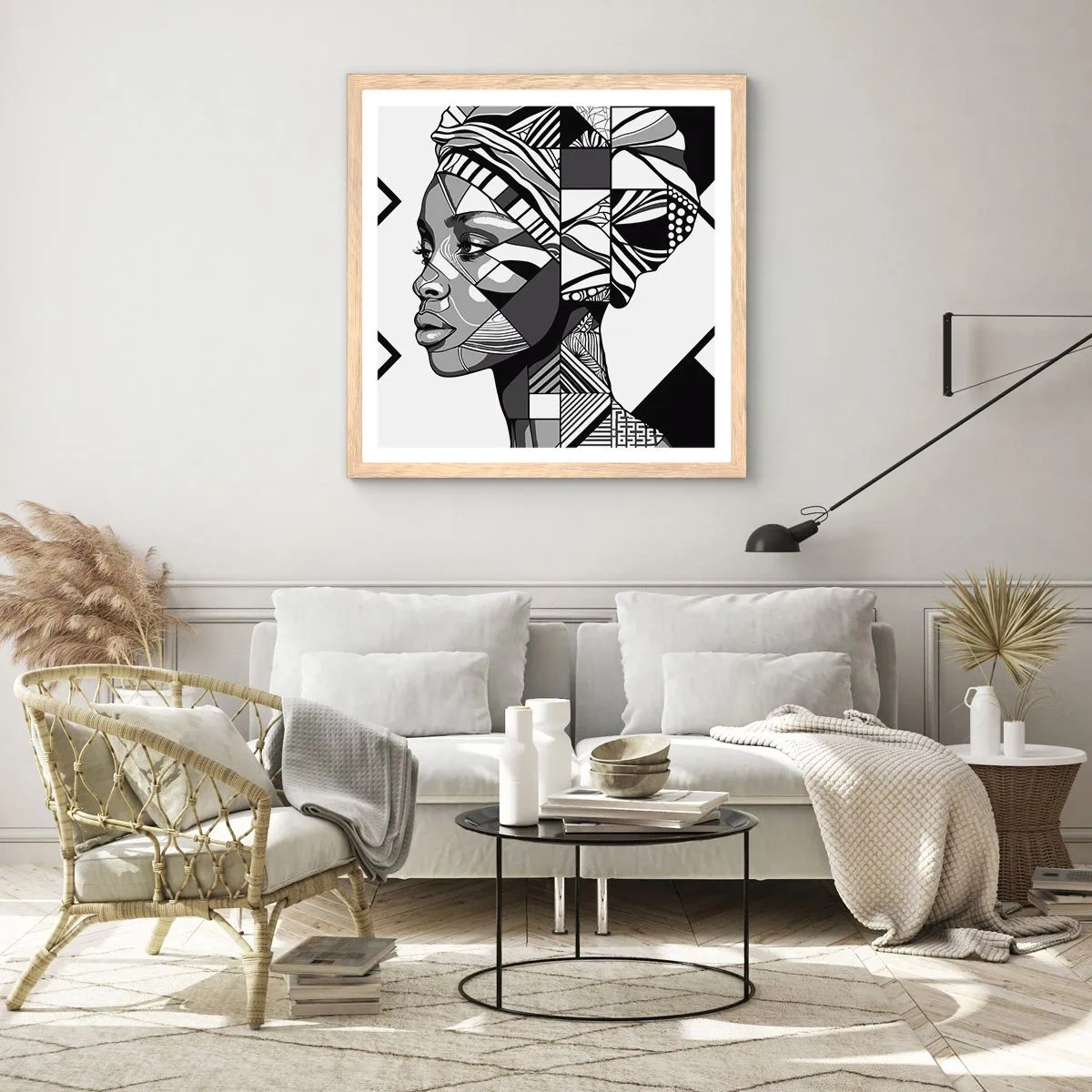 Poster in einem Rahmen aus heller Eiche - Ethnisches Porträt - 50x50 cm