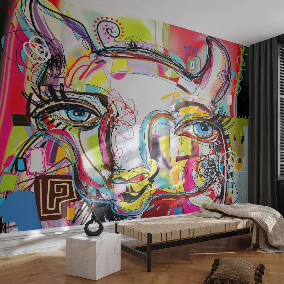Selbstklebende Fototapete Deluxe Sticker - Der Reichtum des Abiturs der Katze - Abstraktion, Stück, Grafik - 250x175 cm