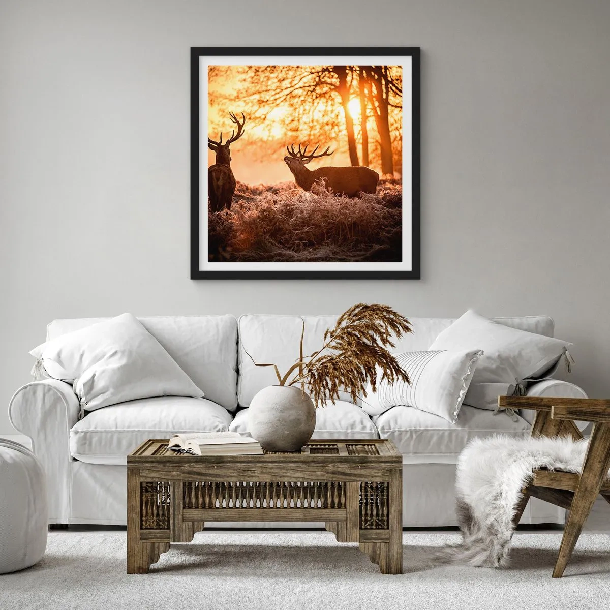 Poster in einem schwarzem Rahmen - Der Traum eines Jägers - 30x30 cm