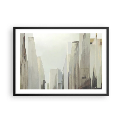 Poster in einem schwarzem Rahmen - Abstraktes Stadtbild in Pastelltönen - 70x50cm - Traum von der Stadt - Moderne Wanddekoration für Wohnzimmer und Schlafzimmer ARTTOR