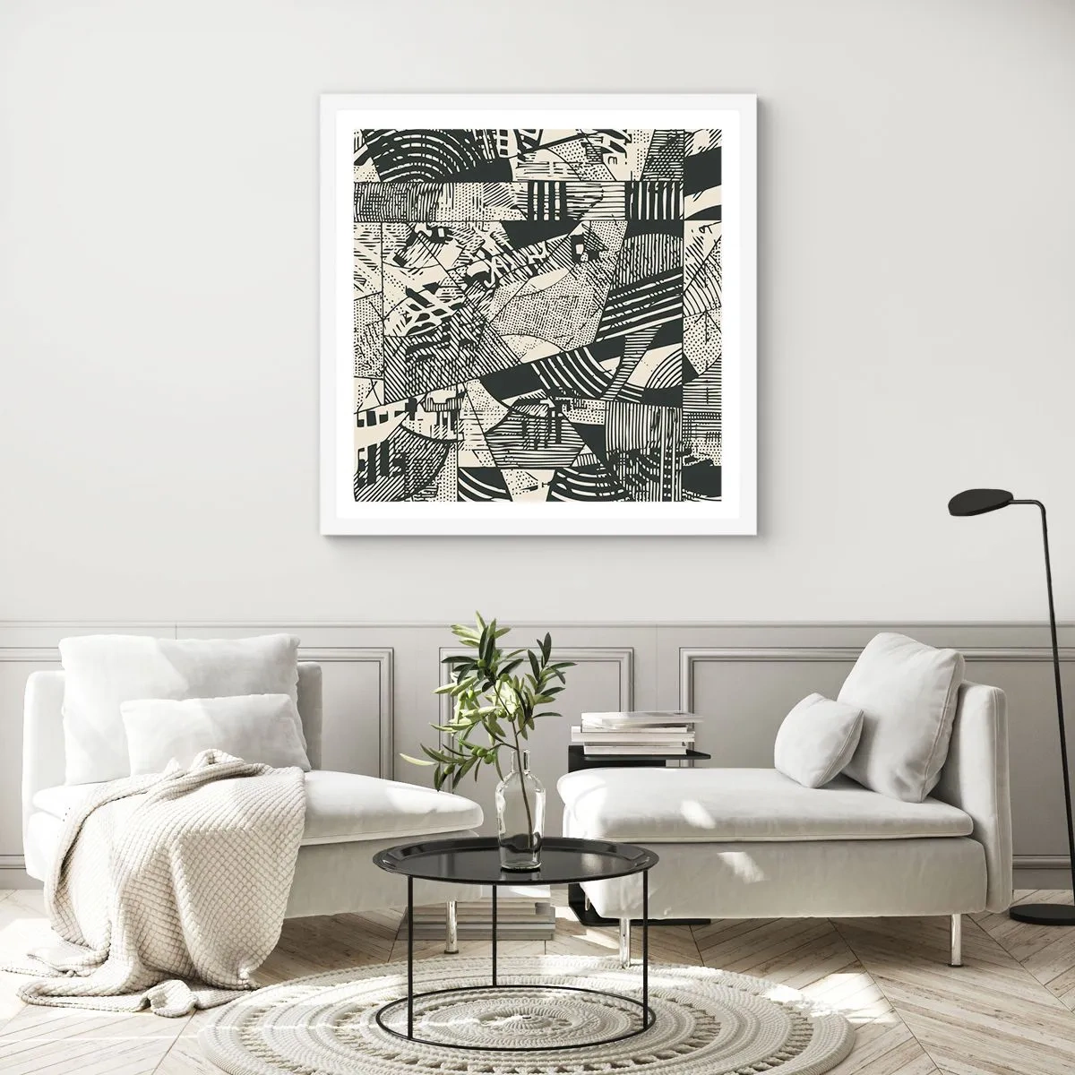 Poster in einem weißen Rahmen - Die Dynamik der Gegenwart - 60x60 cm