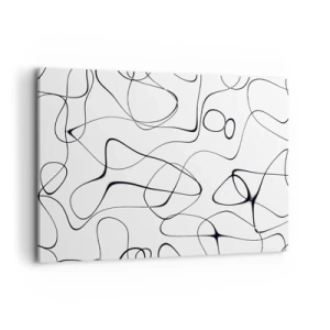 Bild auf Leinwand - Leinwandbild - Abstrakte schwarze Linien auf weißem Hintergrund im minimalistischen Stil - 100x70cm - Lebenswege, Wechselfälle - Moderne Wanddekoration für Wohnzimmer und Schlafzimmer ARTTOR