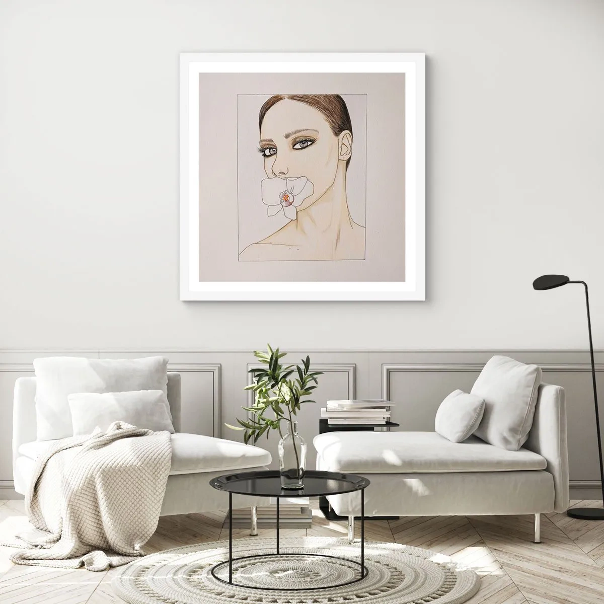 Poster in einem weißen Rahmen - Ein Symbol für Eleganz und Schönheit - 60x60 cm