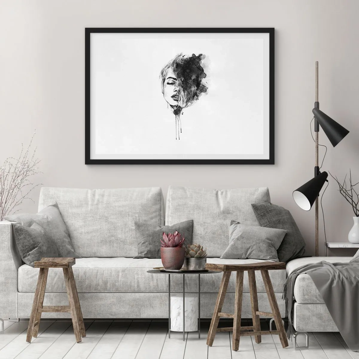 Poster in einem schwarzem Rahmen - Wovon träumt das Mädchen - 40x30 cm