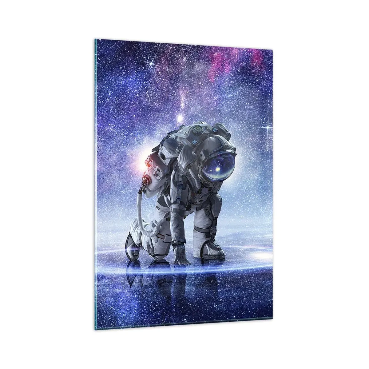 Glasbild - Bild auf glas - Astronaut in einer galaktischen Landschaft - 80x120cm - Der Sternenhimmel über mir - Moderne Wanddekoration für Wohnzimmer und Schlafzimmer ARTTOR