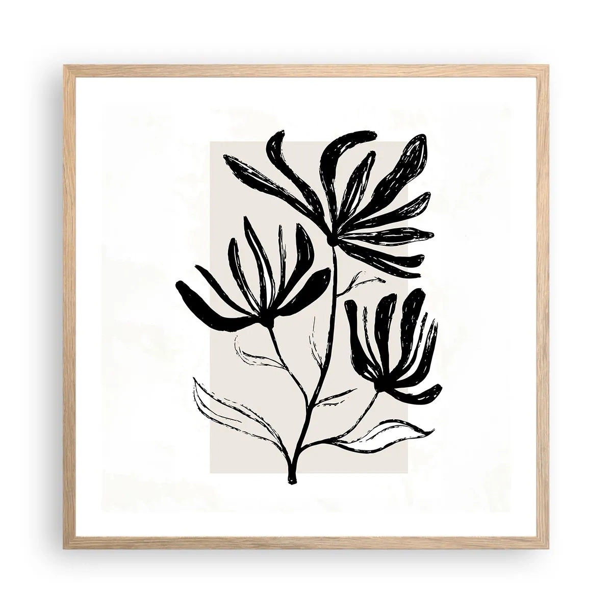 Poster in einem Rahmen aus heller Eiche - Skizze für das Herbarium - 60x60 cm