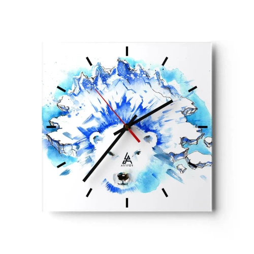 Wanduhr - Glasuhr - Der König der Arktis in einer Eiskrone - 40x40 cm