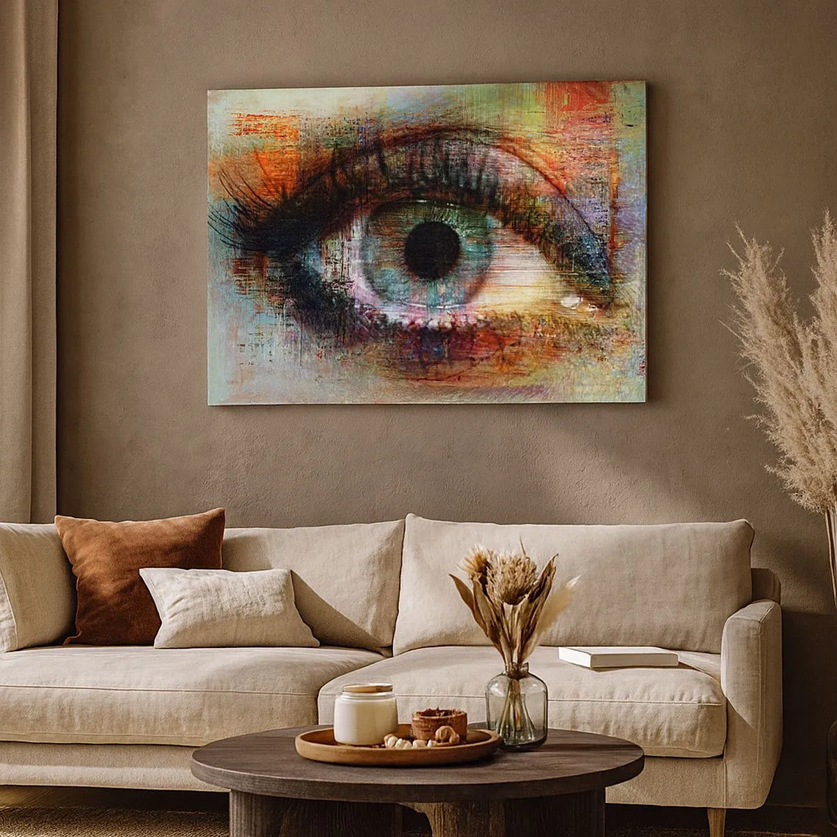 Bild auf Leinwand - Leinwandbild - Künstlerisches Auge in mehrfarbiger Abstraktion - 70x50cm - Du kannst in die Seele sehen - Moderne Wanddekoration für Wohnzimmer und Schlafzimmer ARTTOR