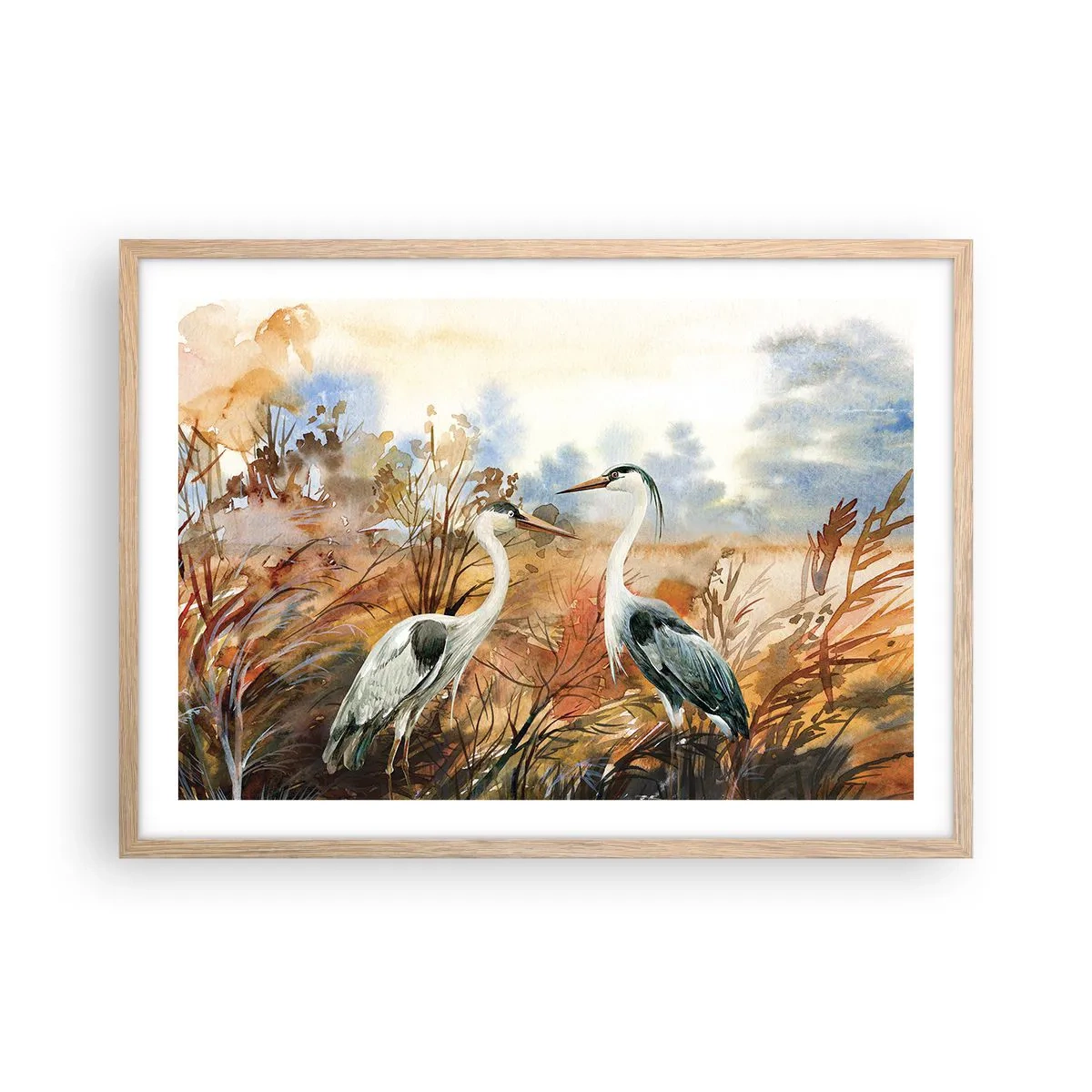 Poster in einem Rahmen aus heller Eiche - Wohin im Herbst? - 70x50 cm