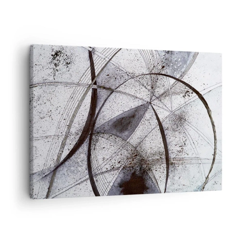 Bild auf Leinwand - Leinwandbild - Abstrakte Linien und Formen in Grau- und Schwarztönen - 70x50cm - Futuristische Fantasie - Moderne Wanddekoration für Wohnzimmer und Schlafzimmer ARTTOR