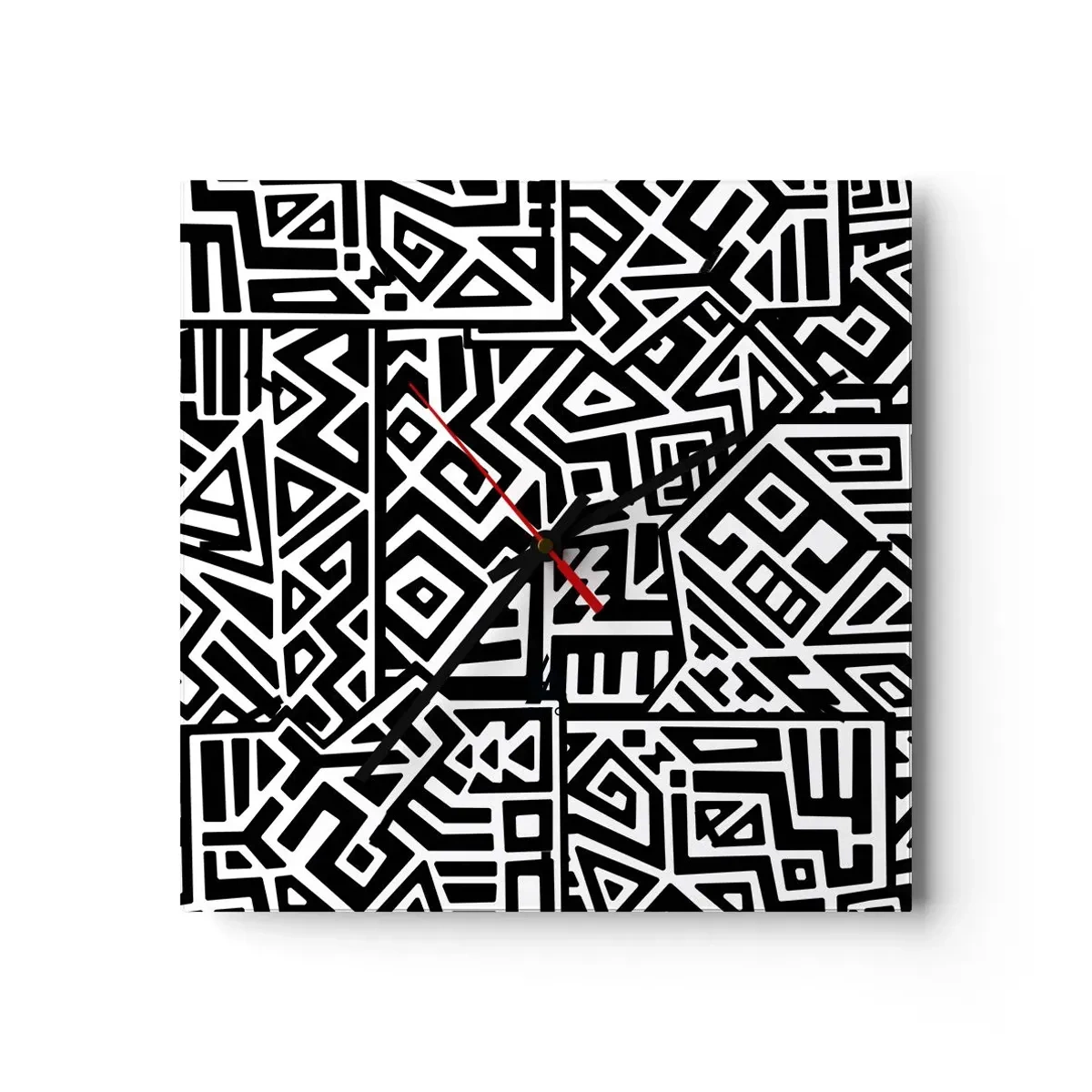 Wanduhr - Glasuhr - Präkolumbianische Komposition - 40x40 cm