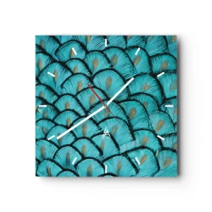 Wanduhr - Glasuhr - Große Federgala - 40x40 cm