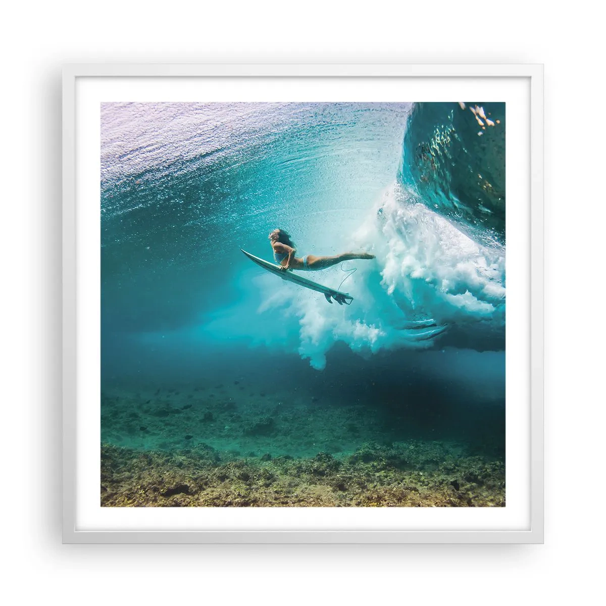 Poster in einem weißen Rahmen - Unterwasserwelt - 60x60 cm