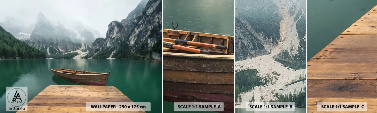 Fototapetenmuster Standard Eco - Und die stolzen Felsen der Stirn - Landschaft, Berge, See - 100x30 cm