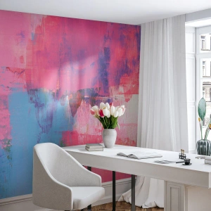 Selbstklebende Fototapete Deluxe Sticker - Rosa, Blau und eine Prise Licht - Abstraktion, Minimalismus, Stück - 100x70 cm