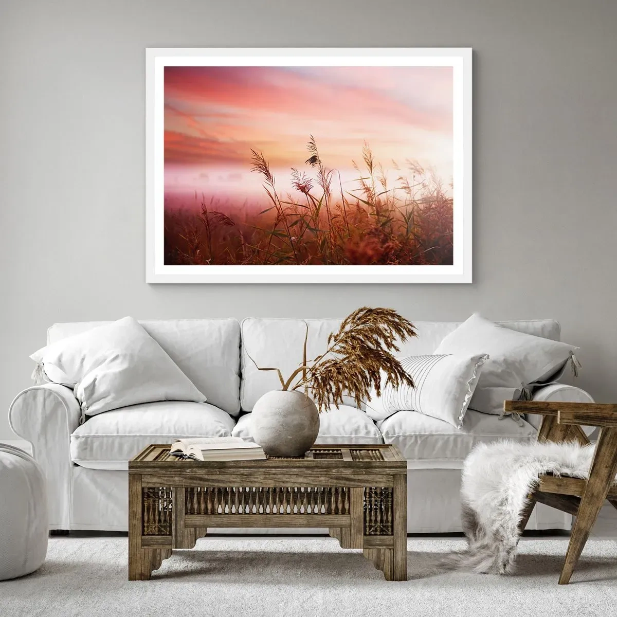 Poster in einem weißen Rahmen - Drachen, Löwenzahn, Wind - 40x30 cm