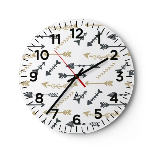 Wanduhr - Glasuhr - Der Traum des Bogenschützen - 40x40 cm