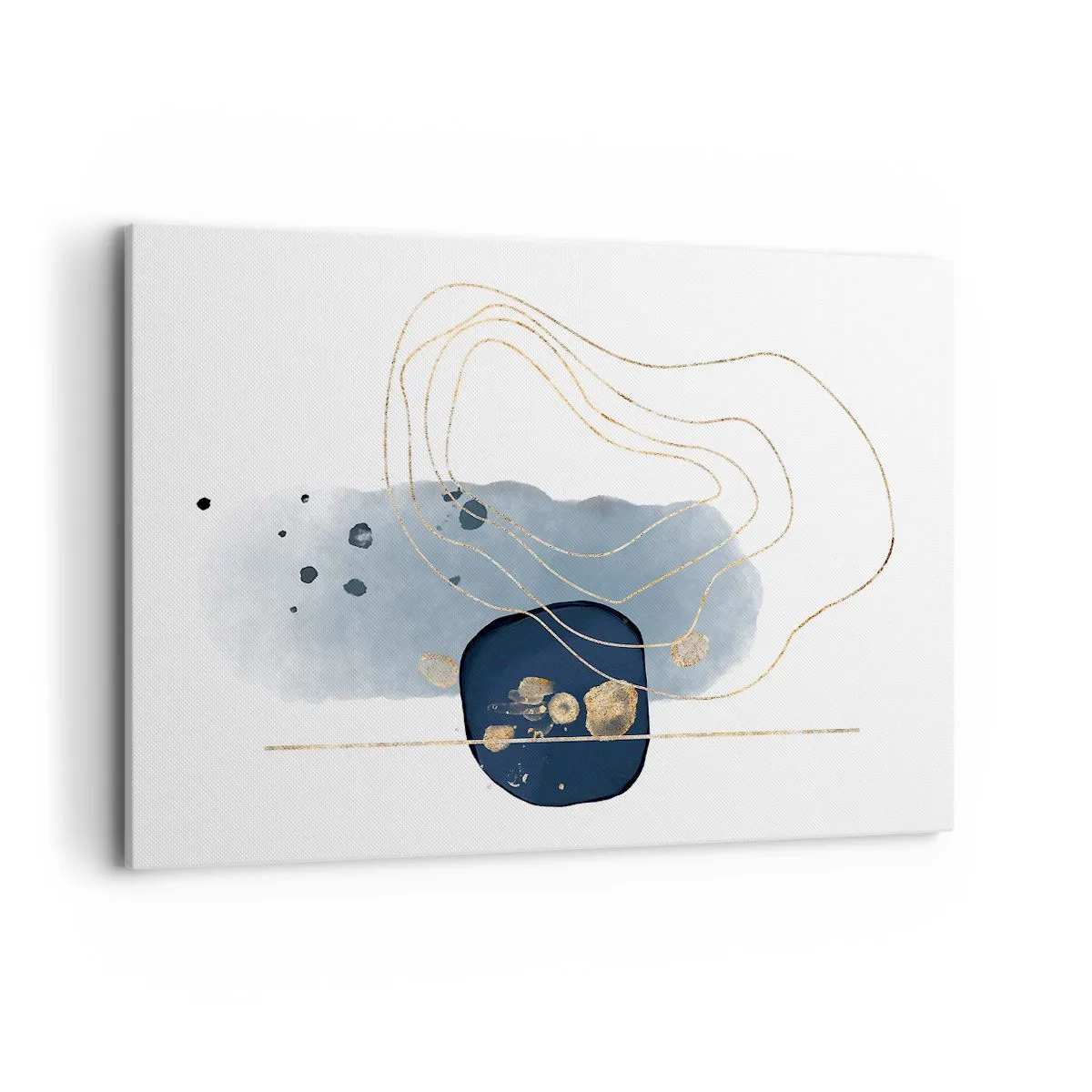 Bild auf Leinwand - Leinwandbild - Abstraktion in Blau- und Goldtönen - 120x80cm - Blau-goldene Fantasie - Moderne Wanddekoration für Wohnzimmer und Schlafzimmer ARTTOR