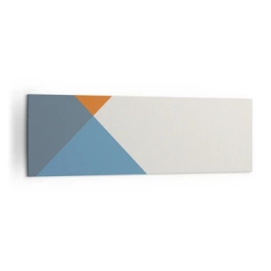 Bild auf Leinwand - Leinwandbild - Geometrische Dreiecke in Blau- und Orangetönen - 160x50cm - In einem Winkel… - Moderne Wanddekoration für Wohnzimmer und Schlafzimmer ARTTOR