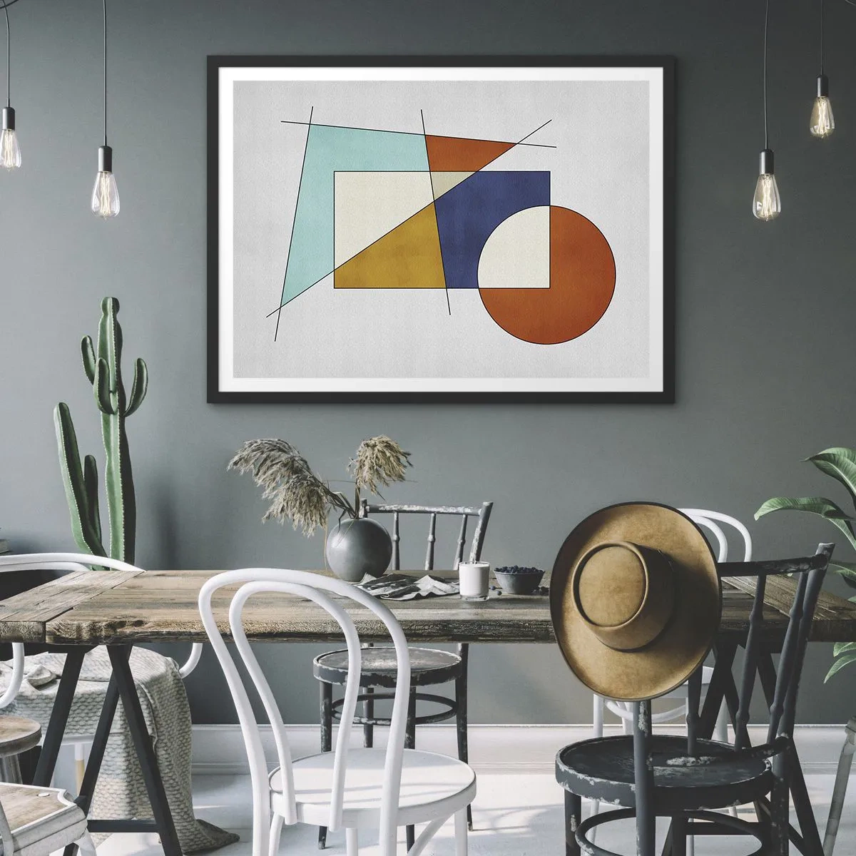 Poster in einem schwarzem Rahmen - Eine modernistische Komposition aus geometrischen Formen und Farben - 70x50cm - Abstraktion: modernistisches Spiel - Moderne Wanddekoration für Wohnzimmer und Schlafzimmer ARTTOR